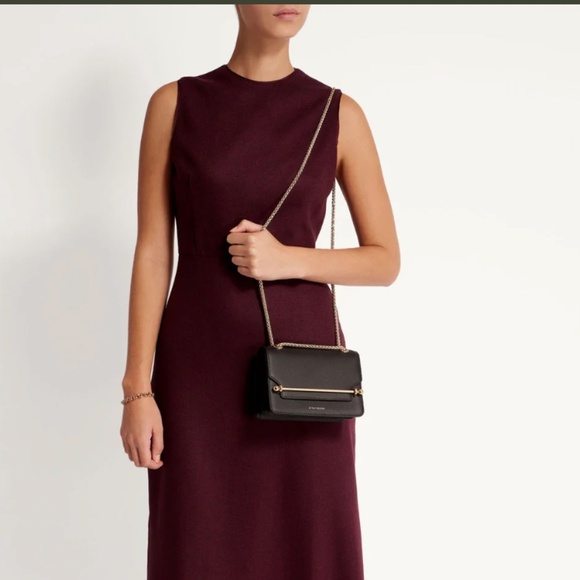 Strathberry East/West Handbag in Navy/Cream/Maroon - Picture 10 of 10